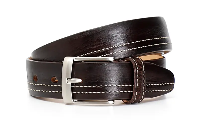 cintura uomo in pelle con cuciture t.moro taglia unica