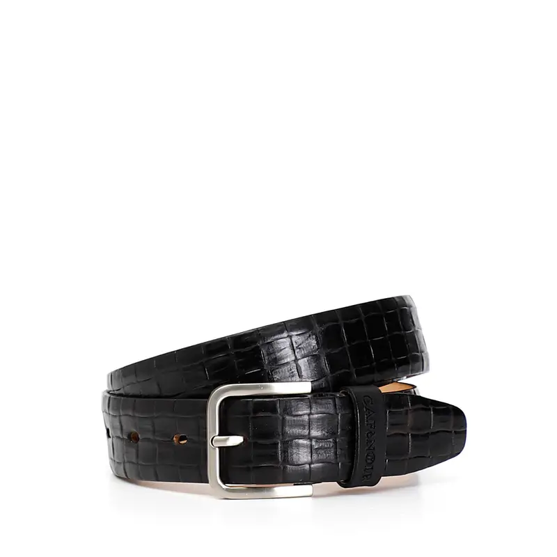 cintura uomo in pelle con intreccio stampato nero taglia unica