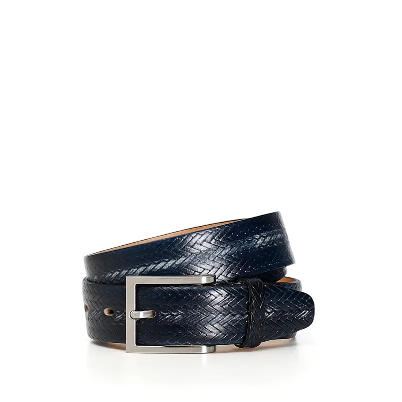 cintura uomo in pelle con stampa intreccio notte taglia unica