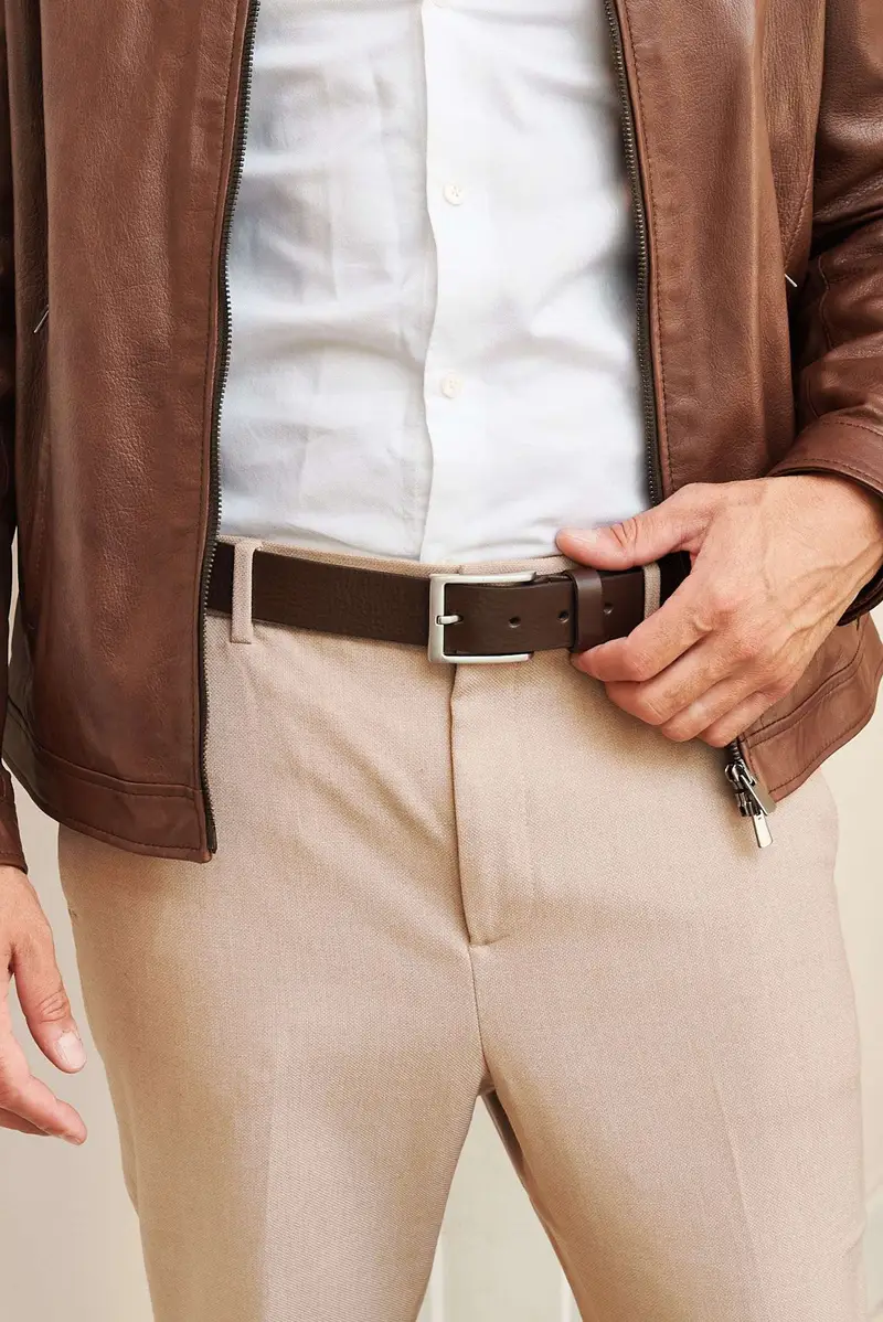 Cintura uomo in pelle marrone di vitello con fibbia argento D'Arienzo, Seleziona Taglia 105/120, Colore Marrone