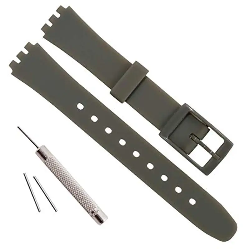 Cinturino di ricambio per orologio Swatch, impermeabile, in gomma siliconica, 12 mm, colore: grigio