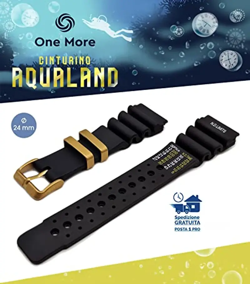 Cinturino Gomma compatibile con Promaster Aqualand C022 a 6 viti nd limits ny skx 007 24mm Sub Diver Vintage fibbia miniatura 2