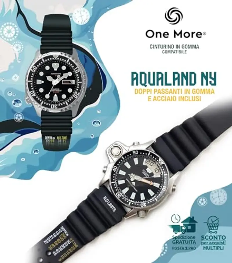 Cinturino in Gomma compatibile con Promaster Aqualand orologio Ny 0040 jp2000 nd limits strap da 20mm 22mm 24mm miniatura 2