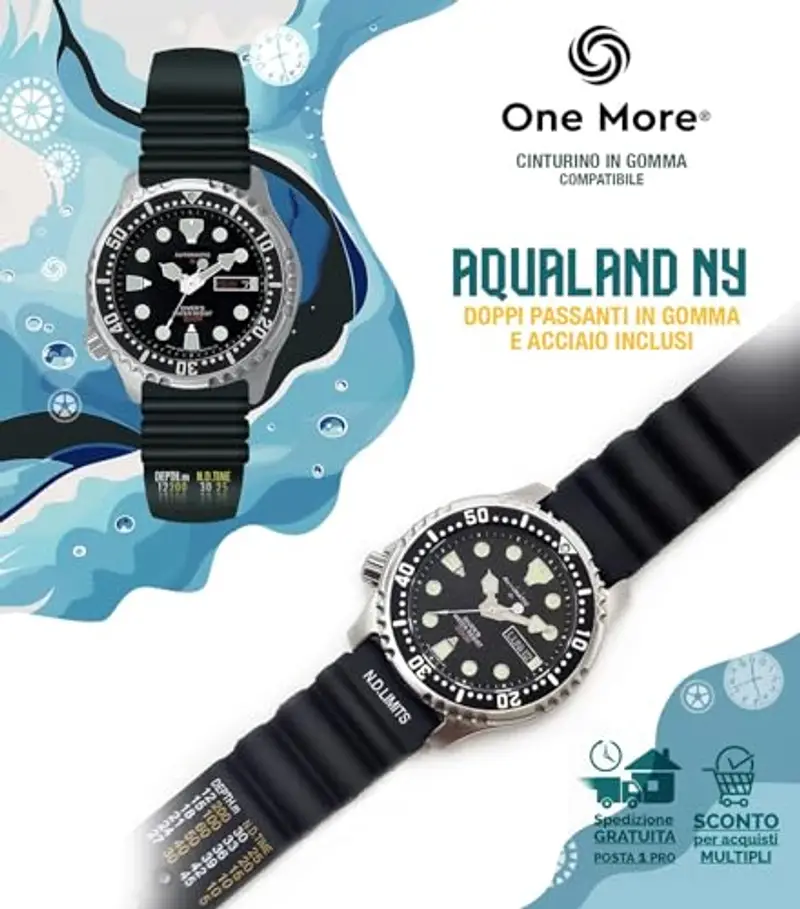 Cinturino in Gomma compatibile con Promaster Aqualand orologio Ny 0040 jp2000 nd limits strap da 20mm 22mm 24mm miniatura 3