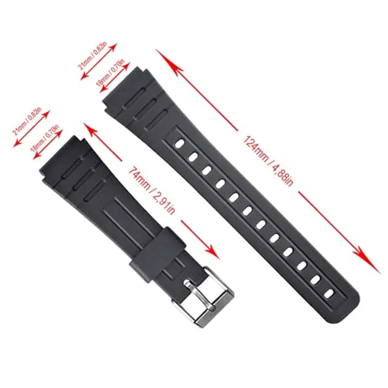 Cinturino orologio nero in gomma resina compatibile con Casio F-91 F-91W F-105 F-106W F-94 W-217h 18mm Rif. 283P4 miniatura 2