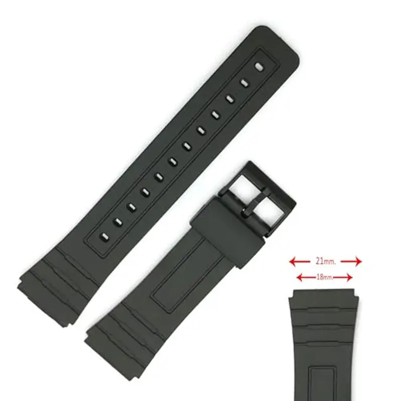 Cinturino orologio nero in gomma resina compatibile con Casio F-91 F-91W F-105 F-106W F-94 W-217h 18mm Rif. 283P4 miniatura 3