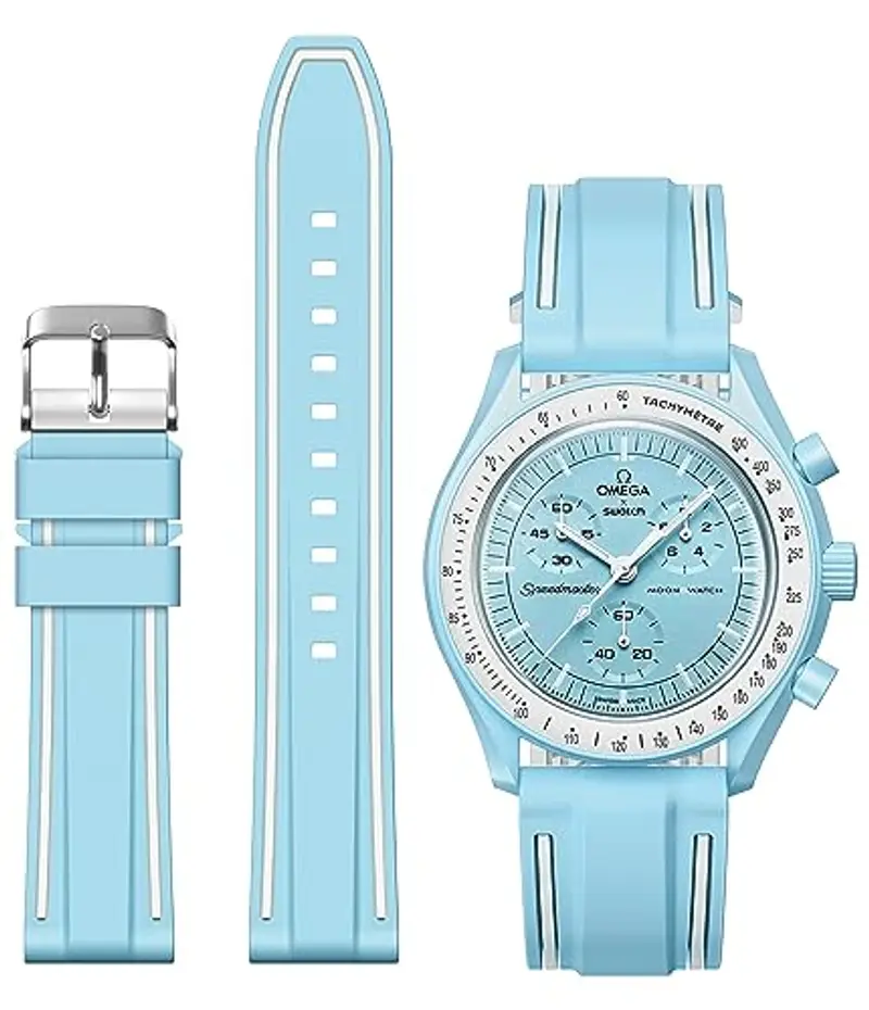 Cinturino per Omega x Swatch MoonSwatch/Rolex Orologio/SEIKO Orologio 20mm,Rilascio Rapido Cinturino in silicone di ricambio per orologio Omega X Swatch Moonswatch Speedmaster (Azzurro)