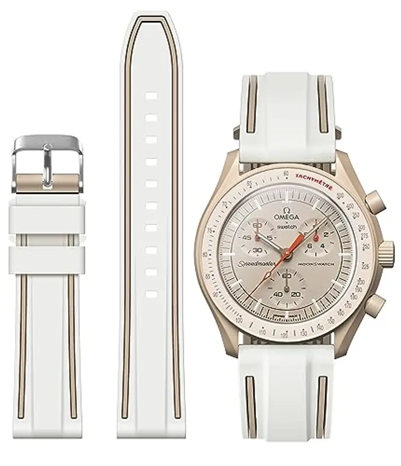 Cinturino per Omega x Swatch MoonSwatch/Rolex Orologio/SEIKO Orologio 20mm,Rilascio Rapido Cinturino in silicone di ricambio per orologio Omega X Swatch Moonswatch Speedmaster (Bianco)