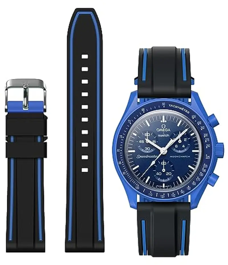 Cinturino per Omega x Swatch MoonSwatch/Rolex Orologio/SEIKO Orologio 20mm,Rilascio Rapido Cinturino in silicone di ricambio per orologio Omega X Swatch Moonswatch Speedmaster (Blu)