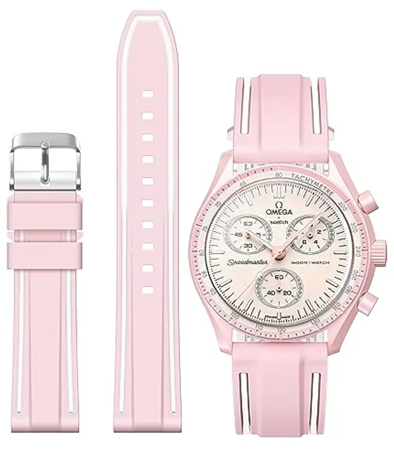 Cinturino per Omega x Swatch MoonSwatch/Rolex Orologio/SEIKO Orologio 20mm,Rilascio Rapido Cinturino in silicone di ricambio per orologio Omega X Swatch Moonswatch Speedmaster (Rosa)