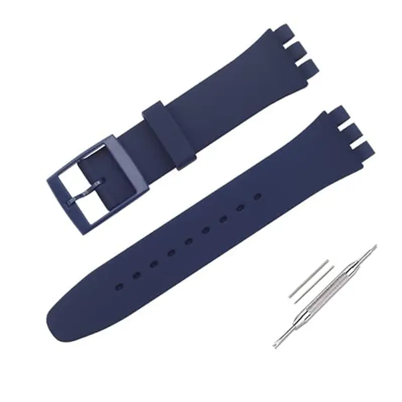 Cinturino per orologio da polso in silicone impermeabile,cinturino orologio (17mm, blu navy)