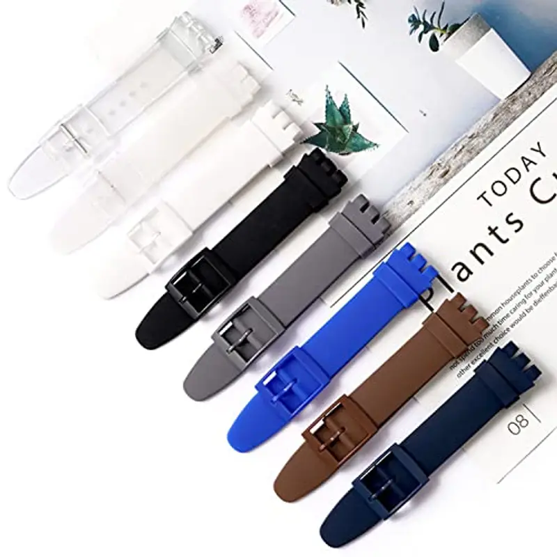 Cinturino per orologio da polso in silicone impermeabile, cinturino orologio (17mm, blu navy) miniatura 3