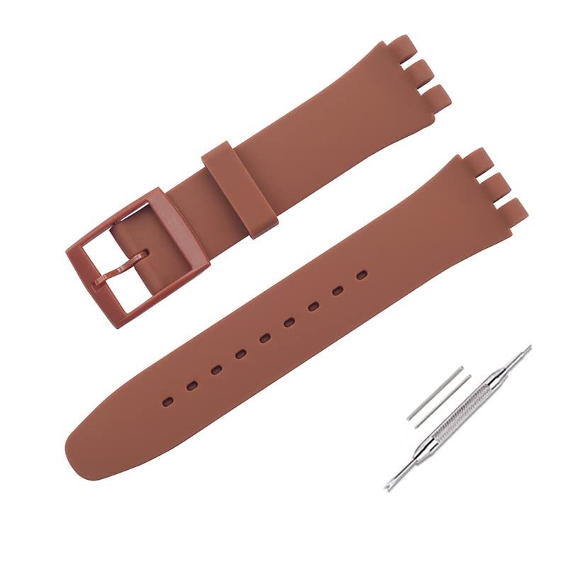 SWATCH Cinturino Orologio Silicone Marrone 17mm Impermeabile