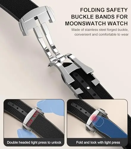 Cinturino per orologio Omega x Swatch MoonSwatch da 20 mm, pieghevole con fibbia compatibile con Omega X, Swatch miniatura 3