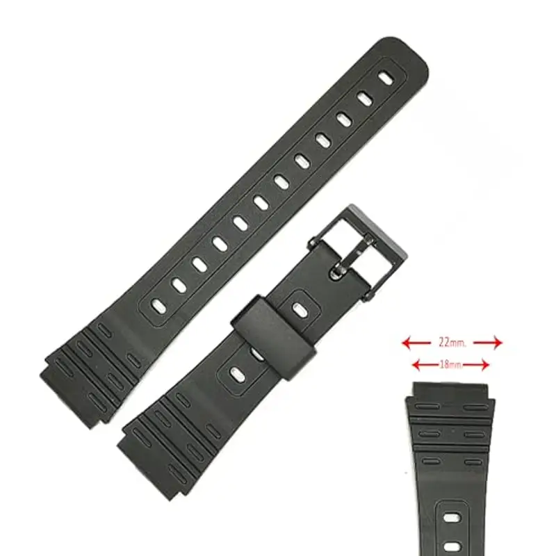 Cinturino resina gomma compatibile con Casio W-59 W-63 W-64 W-66 W-67 W-85 F105 F106 F91 F93 F94 F98 FLB91 FS60 JC30 NL01C 284P1 miniatura 3