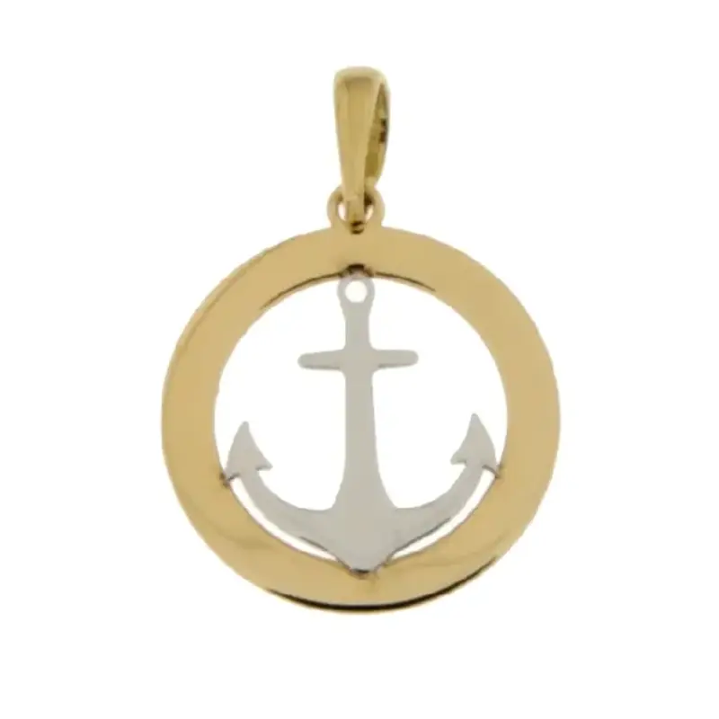 Ciondolo Ancora Oro Giallo Bianco GL101416