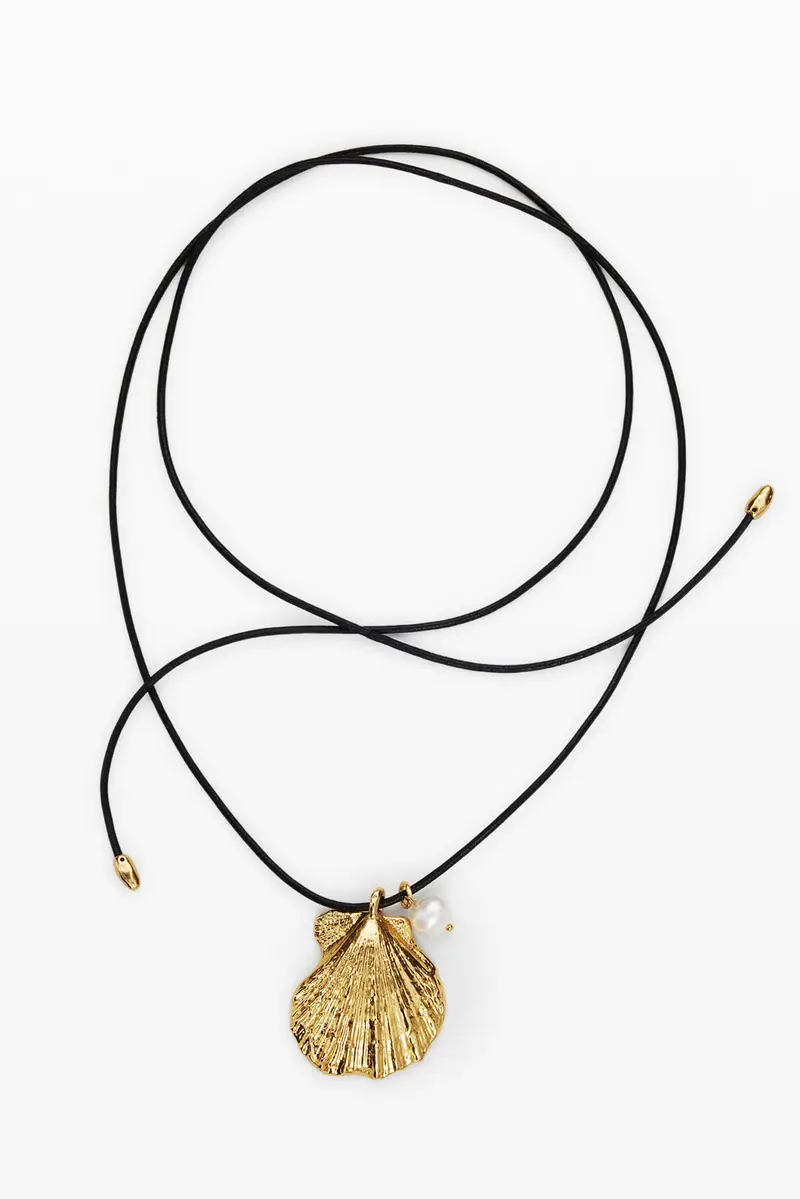 Ciondolo cordoncino conchiglia bagno argento Zalio