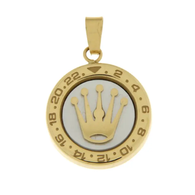 Ciondolo Corona Orologio Oro Bianco Giallo GL102022
