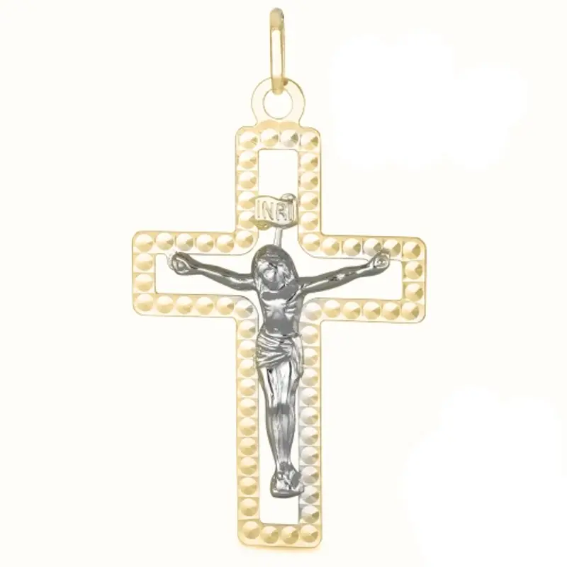 Ciondolo Croce Oro Bianco Giallo GL101814