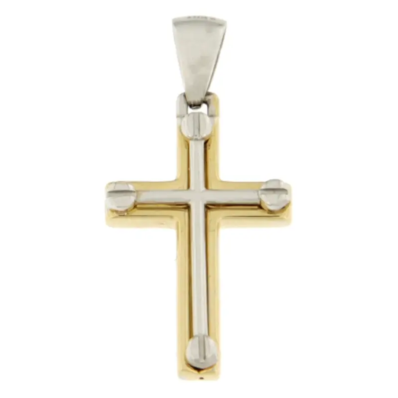 Ciondolo Croce Oro Giallo Bianco GL100834