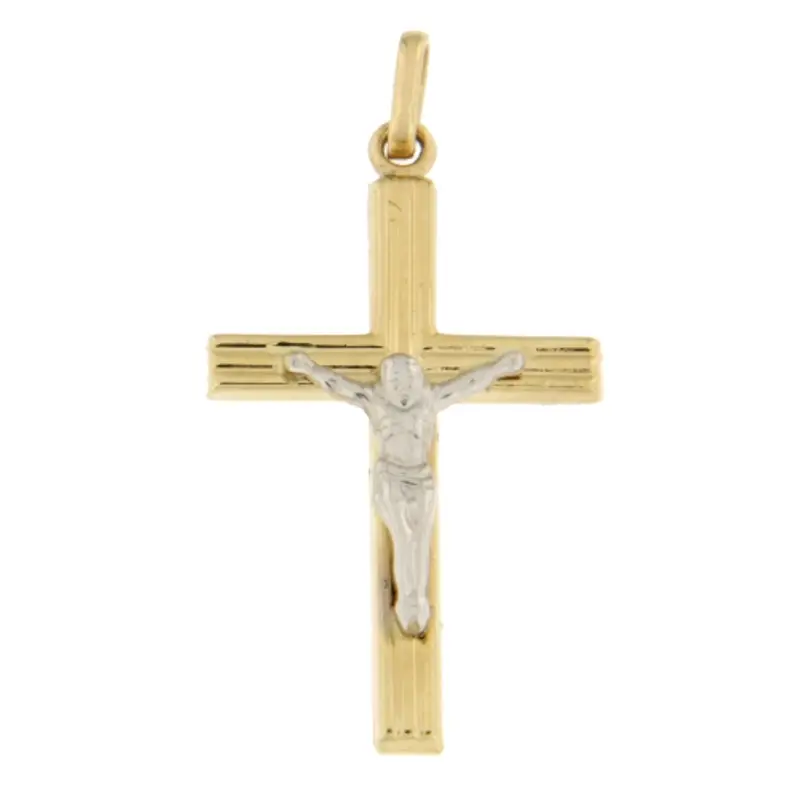 Ciondolo Croce Oro Giallo Bianco GL100835
