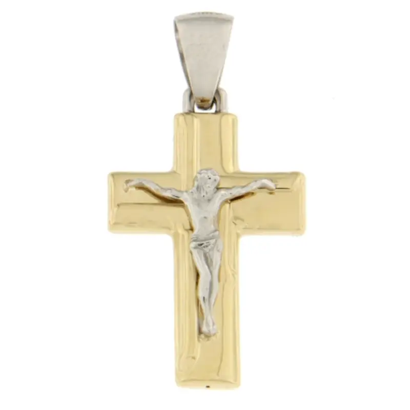 Ciondolo Croce Oro Giallo Bianco GL100836