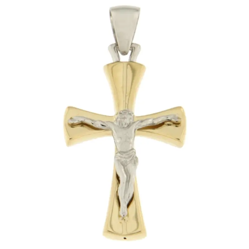 Ciondolo Croce Oro Giallo Bianco GL100837