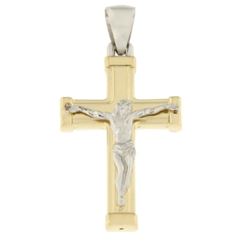 Ciondolo Croce Oro Giallo Bianco GL100838