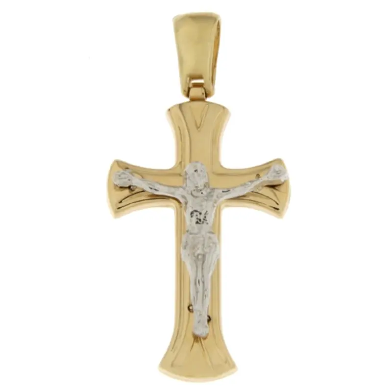 Ciondolo Croce Oro Giallo Bianco GL100941