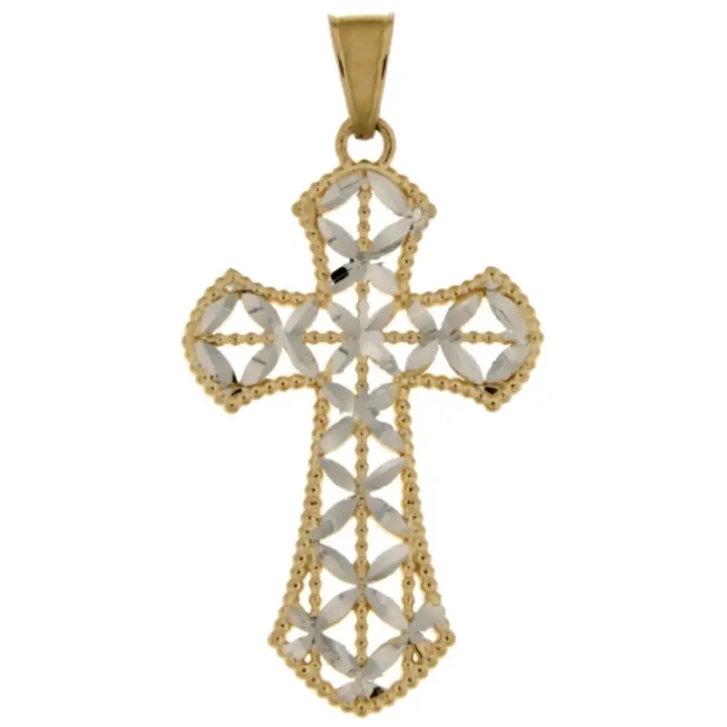Ciondolo Croce Oro Giallo Bianco GL101386