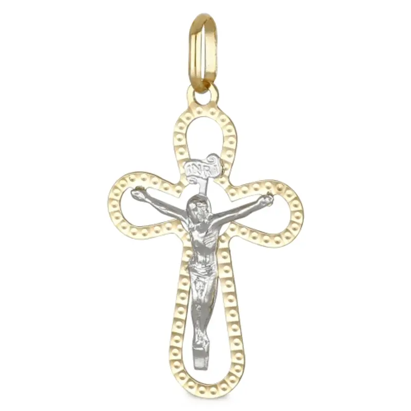 Ciondolo Croce Oro Giallo Bianco GL101397