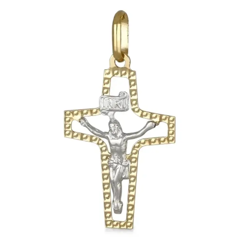 Ciondolo Croce Oro Giallo Bianco GL101482