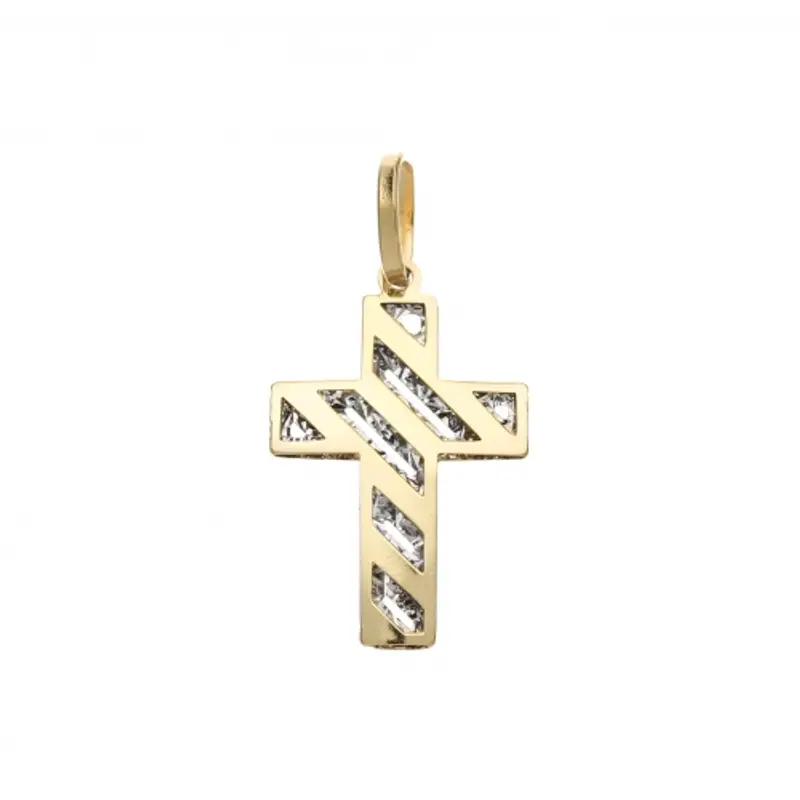 Ciondolo Croce Oro Giallo Bianco GL101557