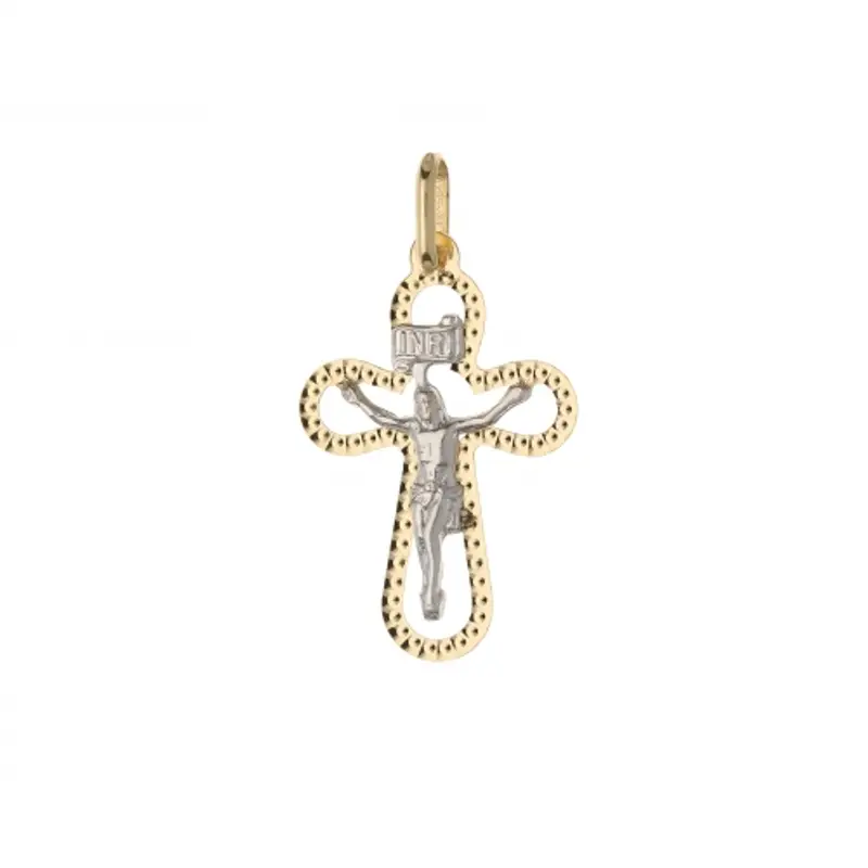 Ciondolo Croce Oro Giallo Bianco GL101573