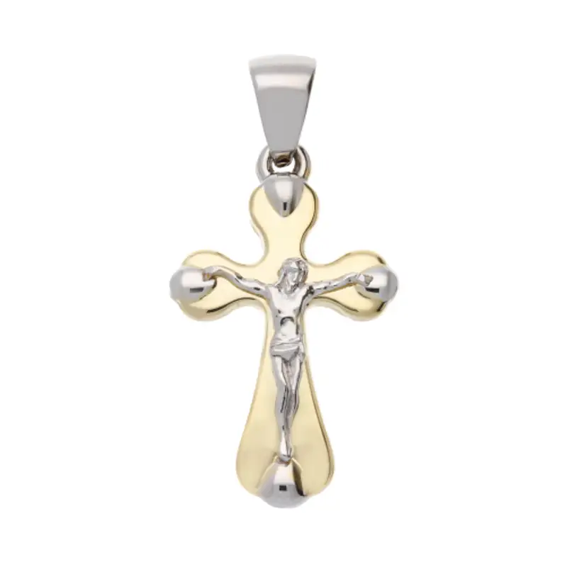 Ciondolo Croce Uomo Oro Bianco Giallo GL102073