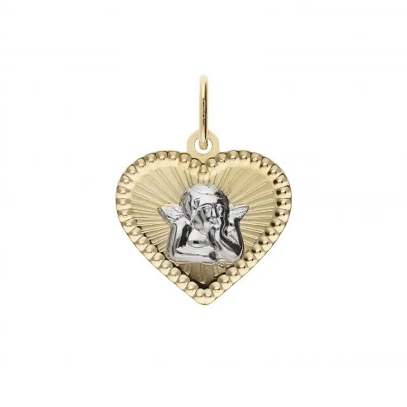 Ciondolo Cuore Angelo Oro Bianco Giallo GL101578
