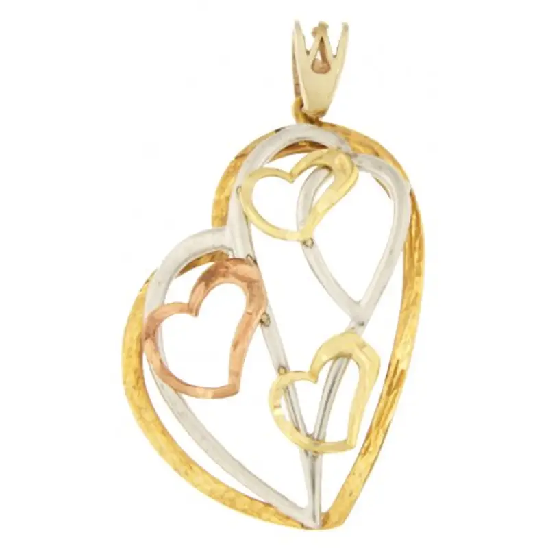 Ciondolo Cuore Donna Oro Giallo Bianco Rosa GL100221