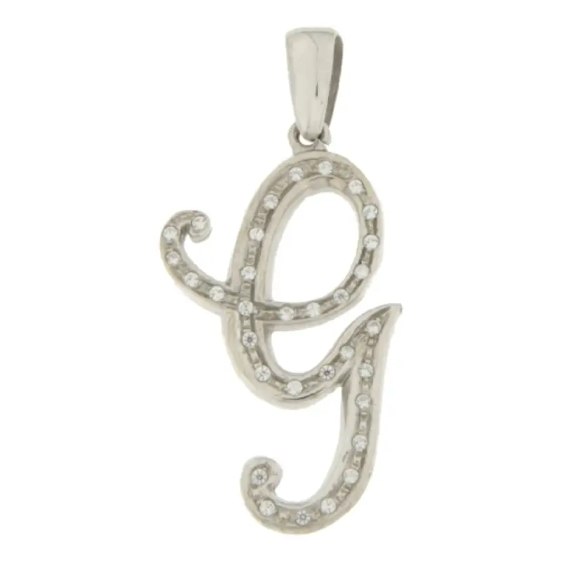Ciondolo Lettera Iniziale G Oro Bianco GL100764