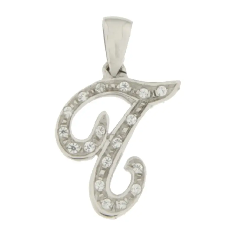 Ciondolo Lettera Iniziale T Oro Bianco GL100767