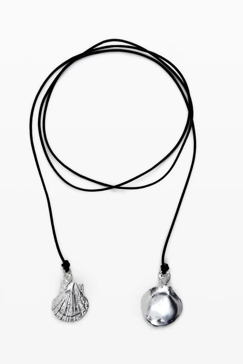 Ciondolo multiposizione bagno argento cordoncino pelle Zalio