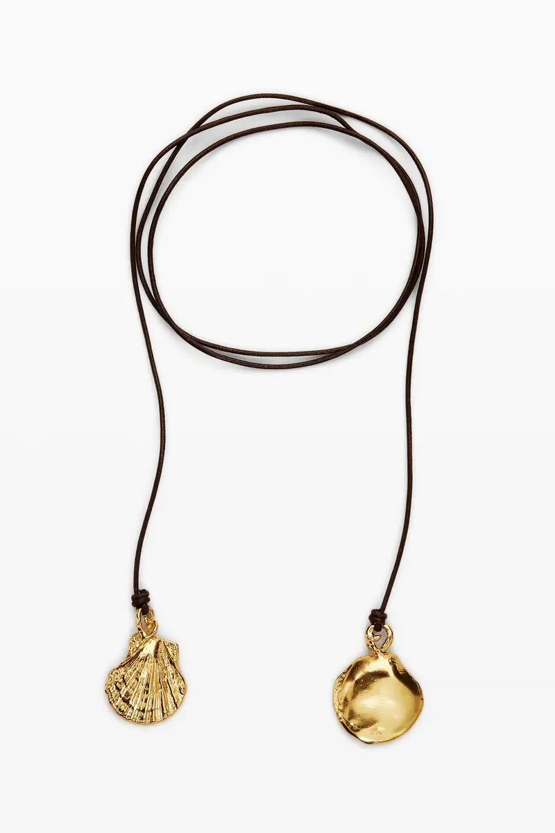 Ciondolo multiposizione bagno argento cordoncino pelle Zalio