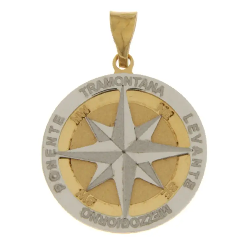 Ciondolo Rosa dei Venti Oro Bianco Giallo GL101903