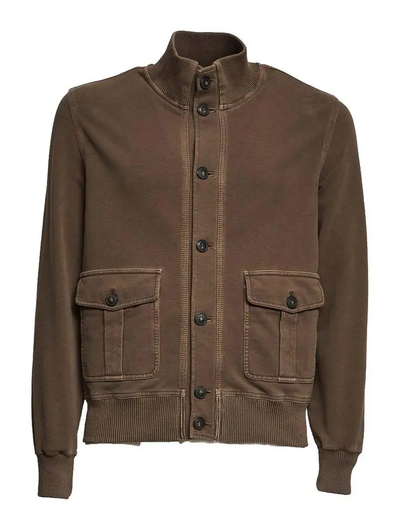 Giacca Con Tasche Applicate Marrone