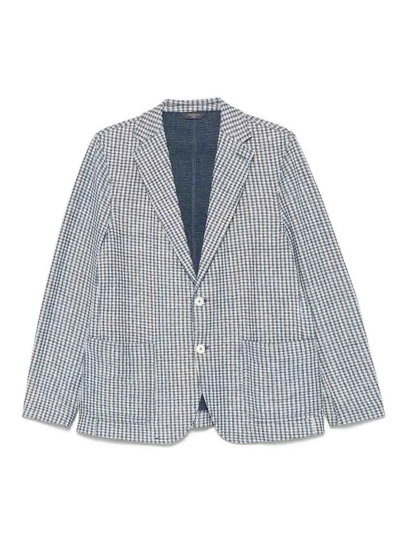 Giacca di miscela di cotone e lino Blu