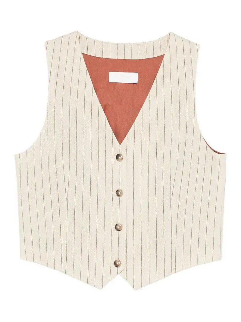 Gilet gessato leggero Beige