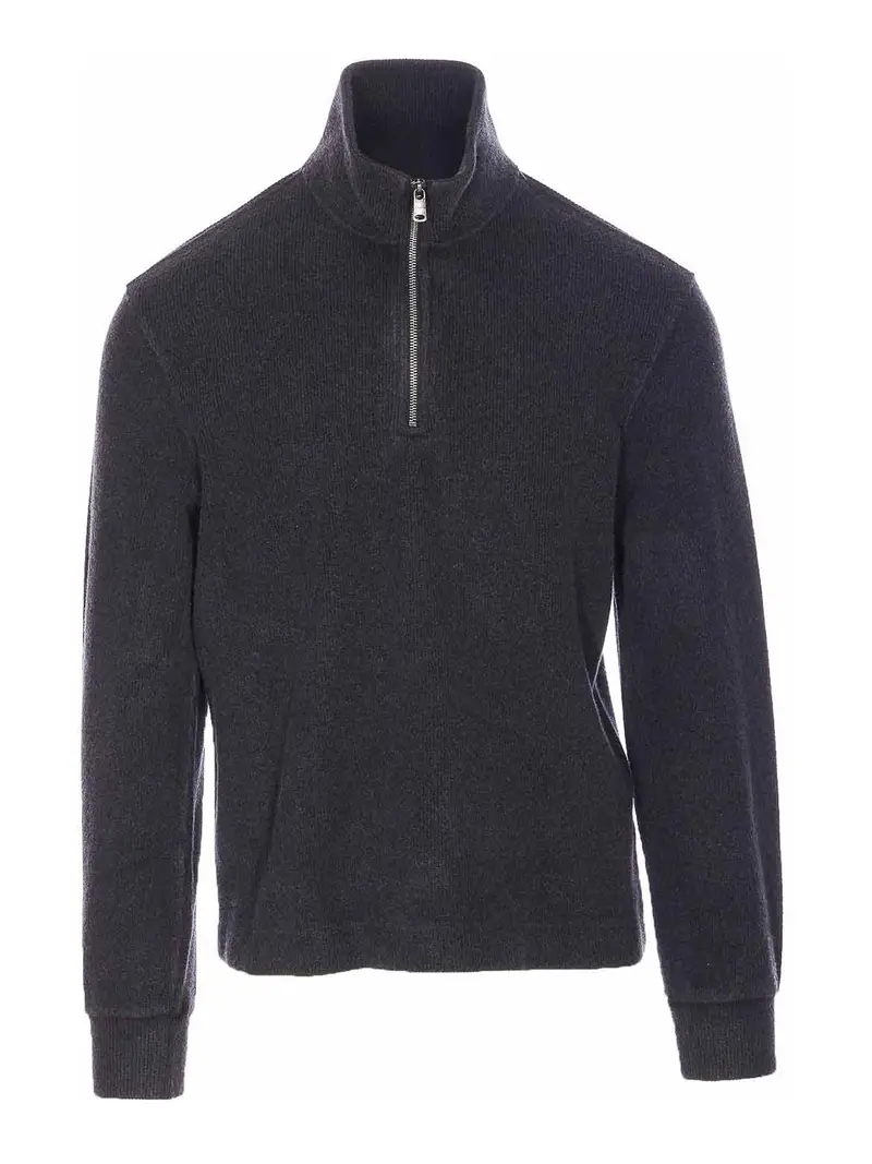 Maglione grigio con mezza zip