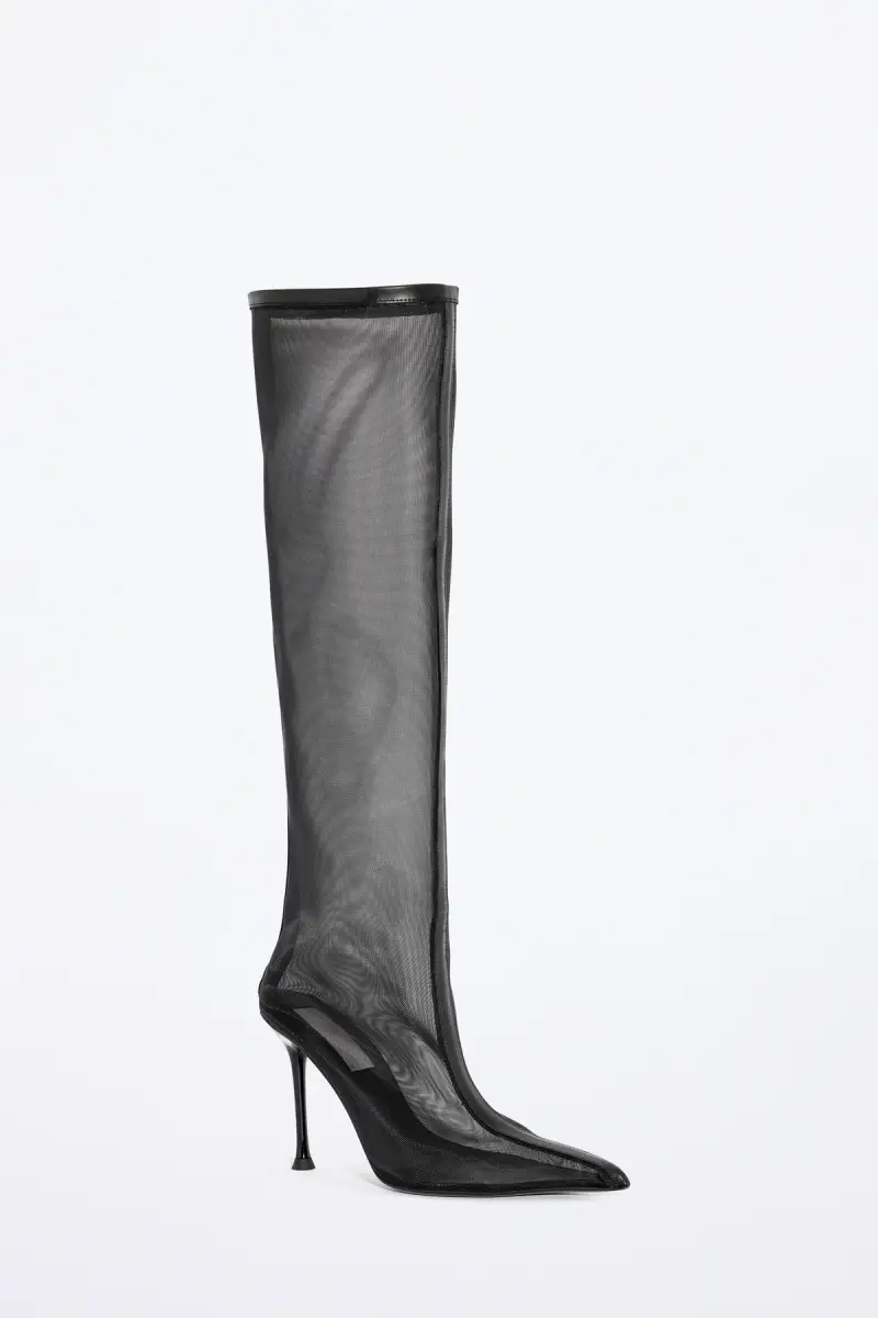 Stivale simil organza rigido nero miniatura 2