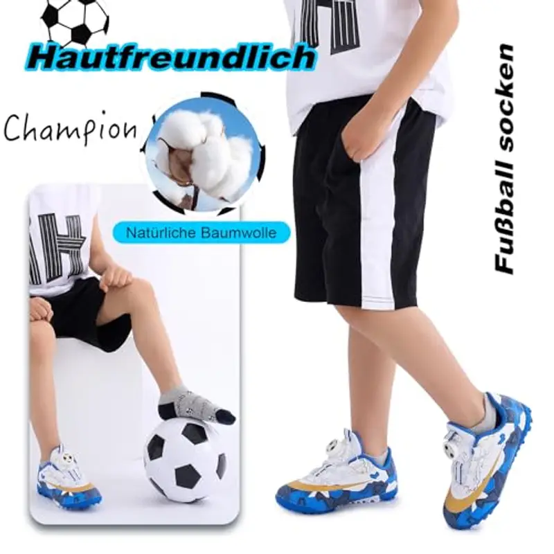 Cirorld Calzini da ginnastica per bambini, 6 paia di calzini sportivi per bambini, calzini da calcio in cotone, calzini colorati per bambini per tutti i giorni e lo sport, Ragazzi, 27-30 miniatura 2