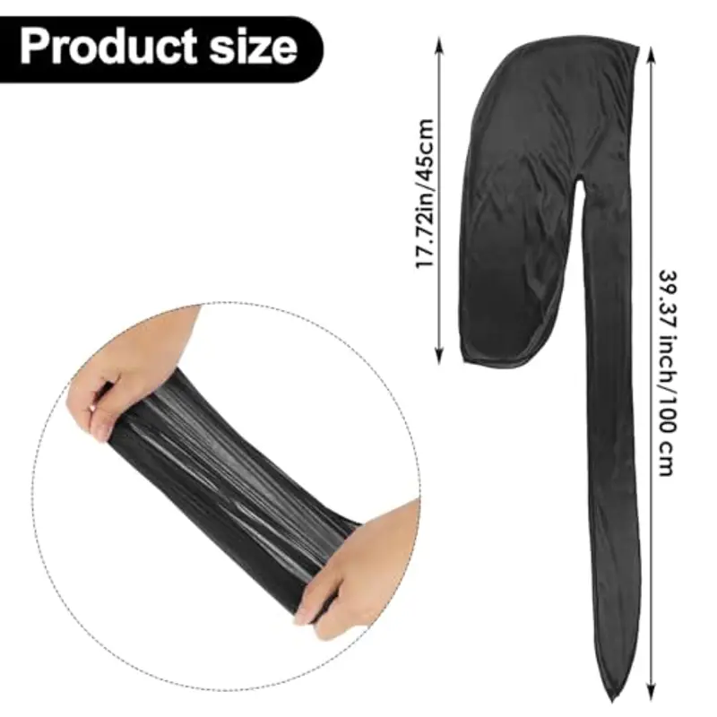 CISKHQR 2 Pezzi Silky Durag Cappello da Uomo Soft Pirate Durag, Cappuccio Elastico Waves Unisex con Code Lunghe e Cinghie Larghe Cappello Durag Pirate Hat Traspirante per Donna Uomo miniatura 2