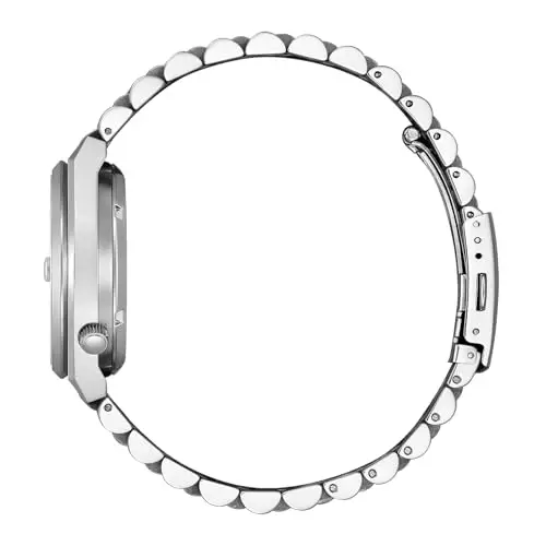 Citizen Orologio automatico da donna con cinturino a maglie in acciaio inox, 37 mm, vetro zaffiro, data, blu ghiaccio miniatura 3